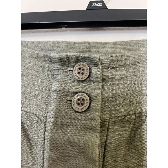 Workshop Andrea Jovine Army Green Linen Skirt Womens Sz 12 Button Up Coastal - Picture 4 of 9